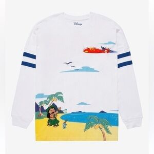 Disney Lilo & Stitch Experiment 626 Beach Hype Jersey Sweatshirt White Size 3X